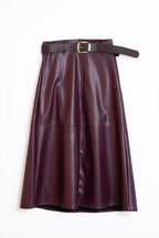 Falda midi polipiel tinto