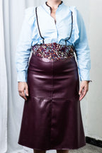 Falda midi polipiel tinto