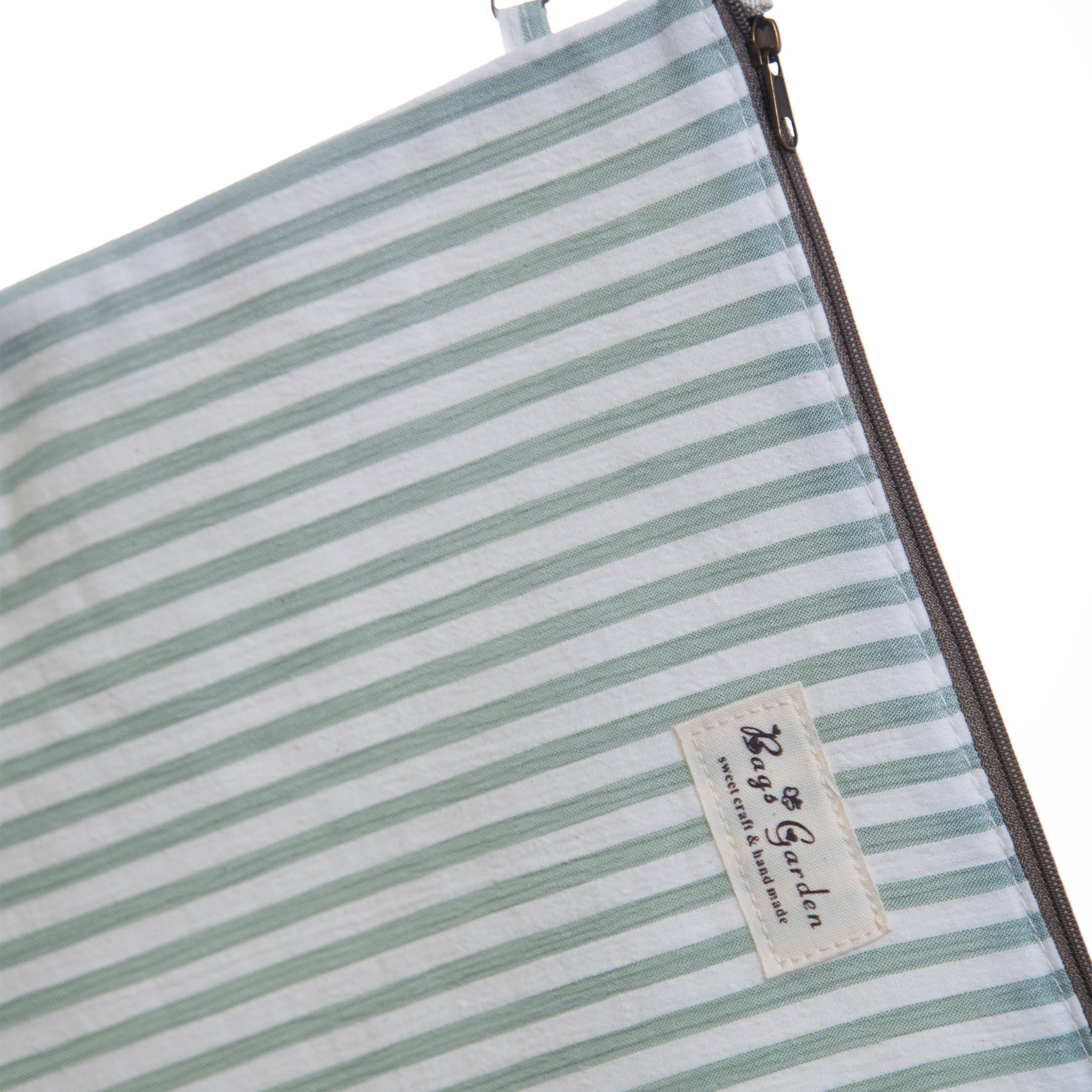 Neceser Clutch Rayas Verde Agua – Viaje y Playa