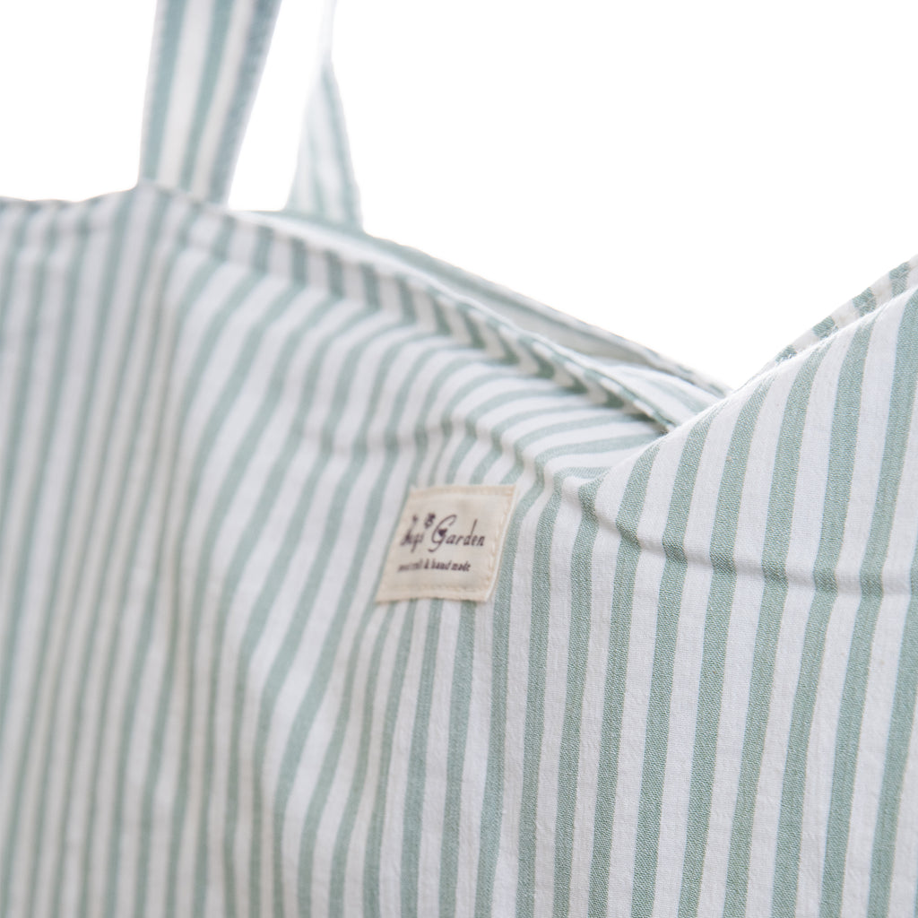 Tote Bag Rayas Verde agua y Blanco – Playa y Verano