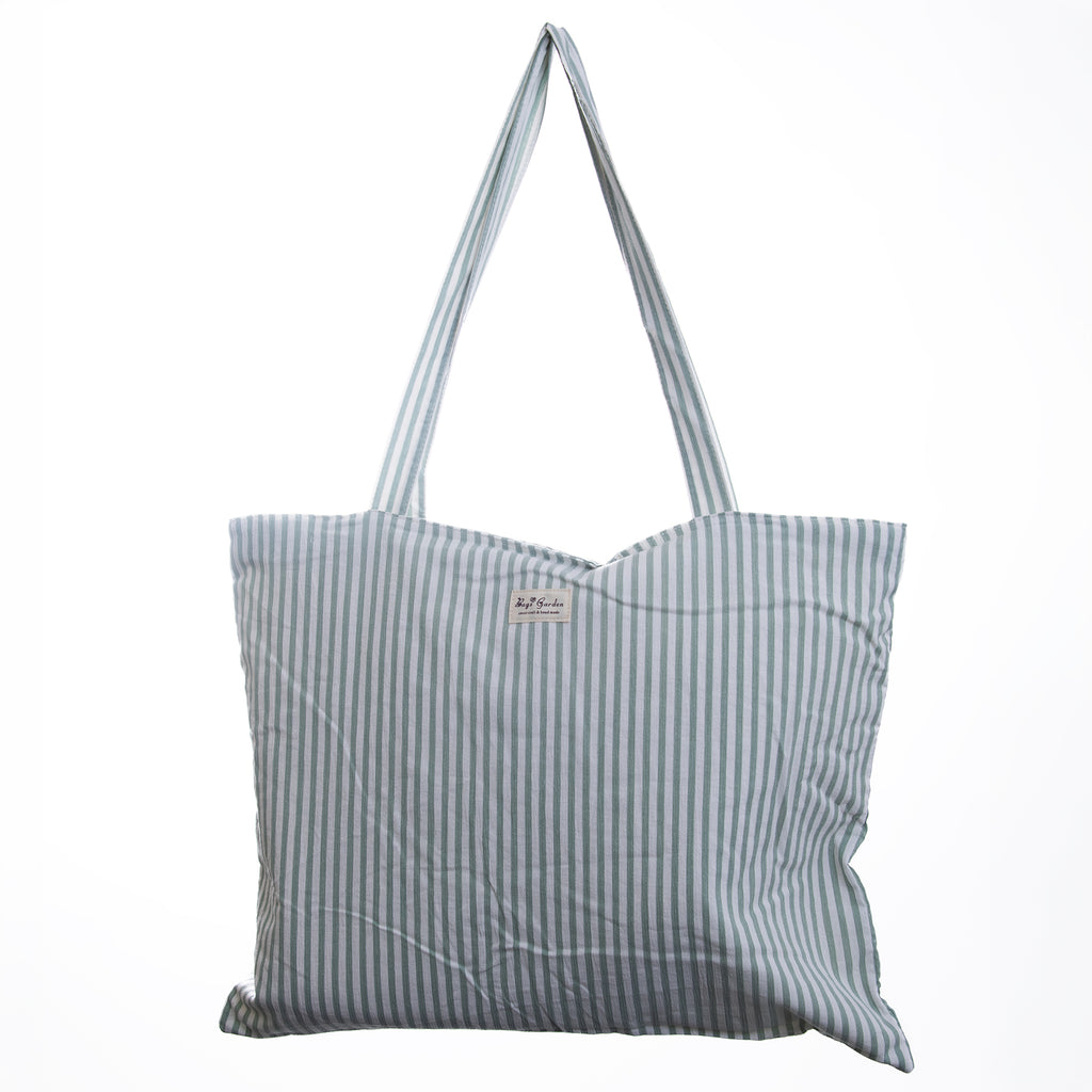 Tote Bag Rayas Verde agua y Blanco – Playa y Verano