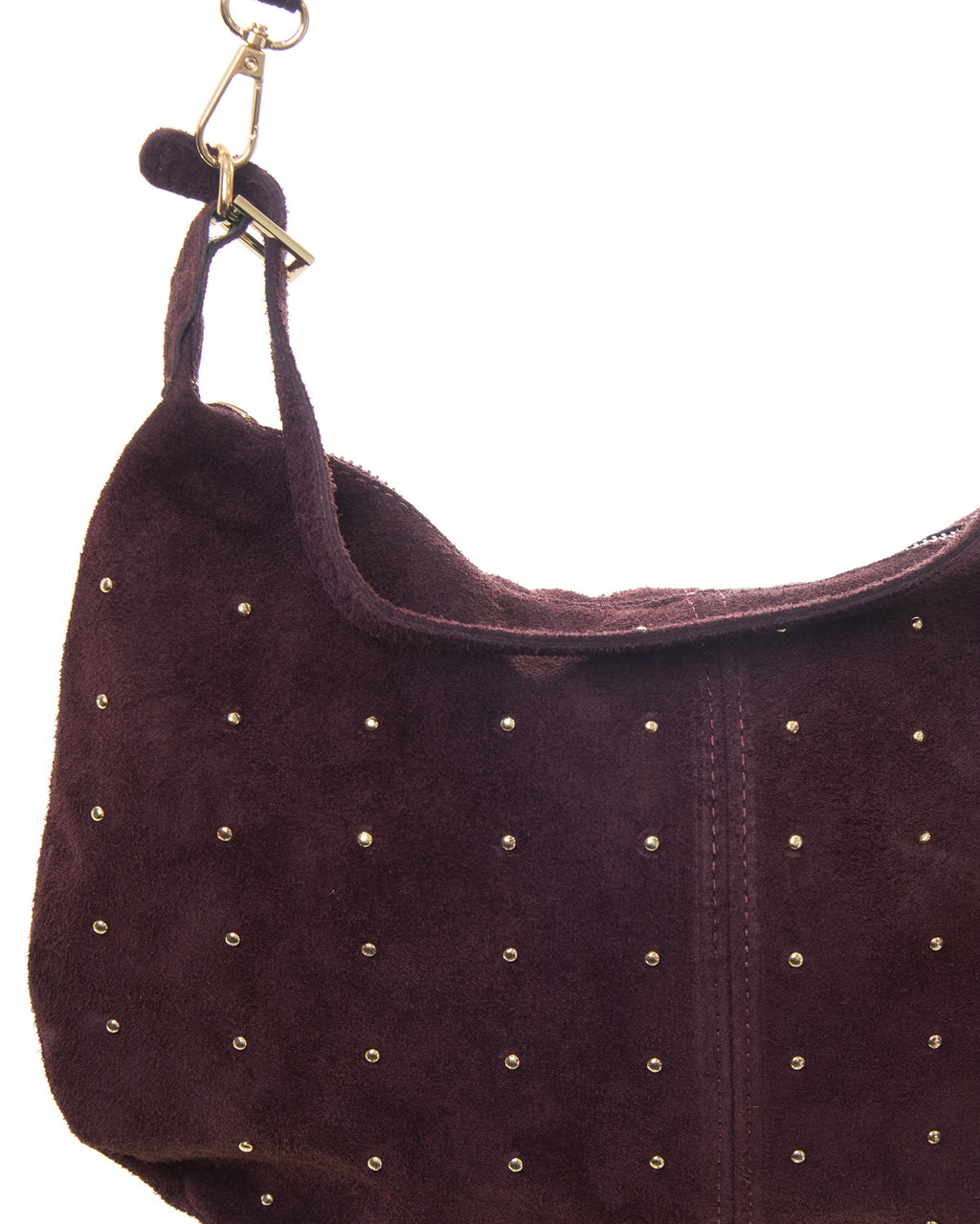 Bolso de ante con tachuelas y doble asa