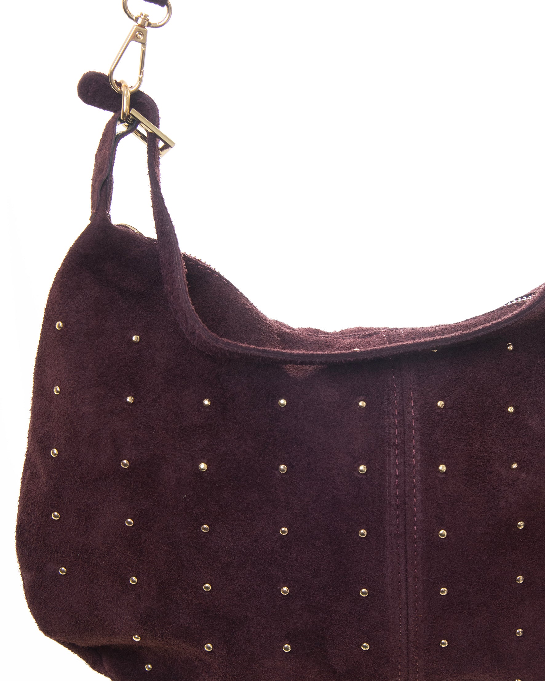 Bolso de ante con tachuelas y doble asa