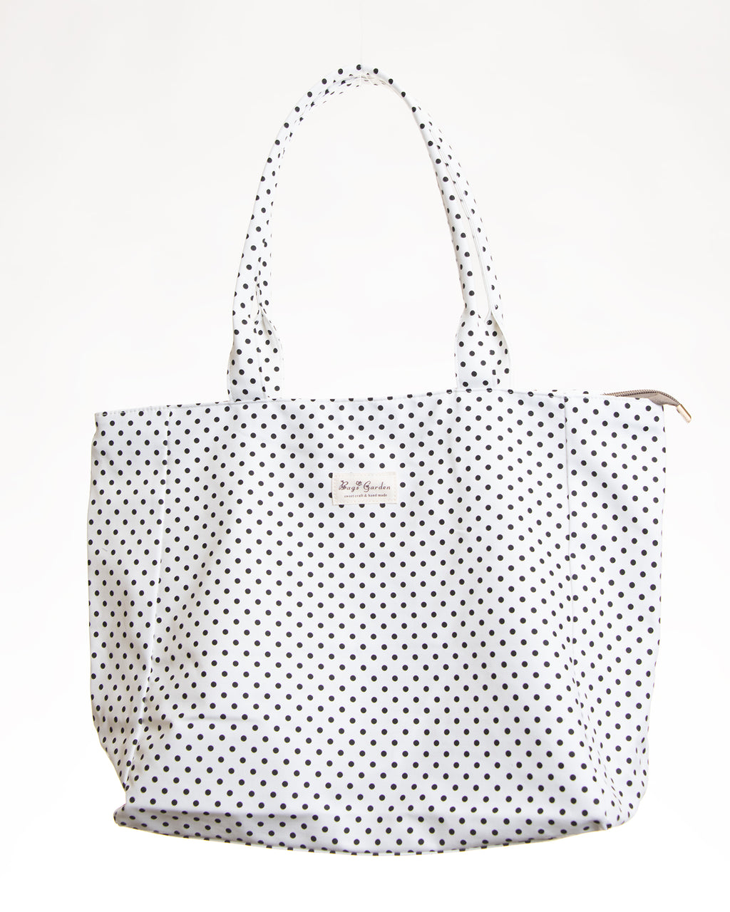 Bolso Shopper blanco con Lunares en Negro