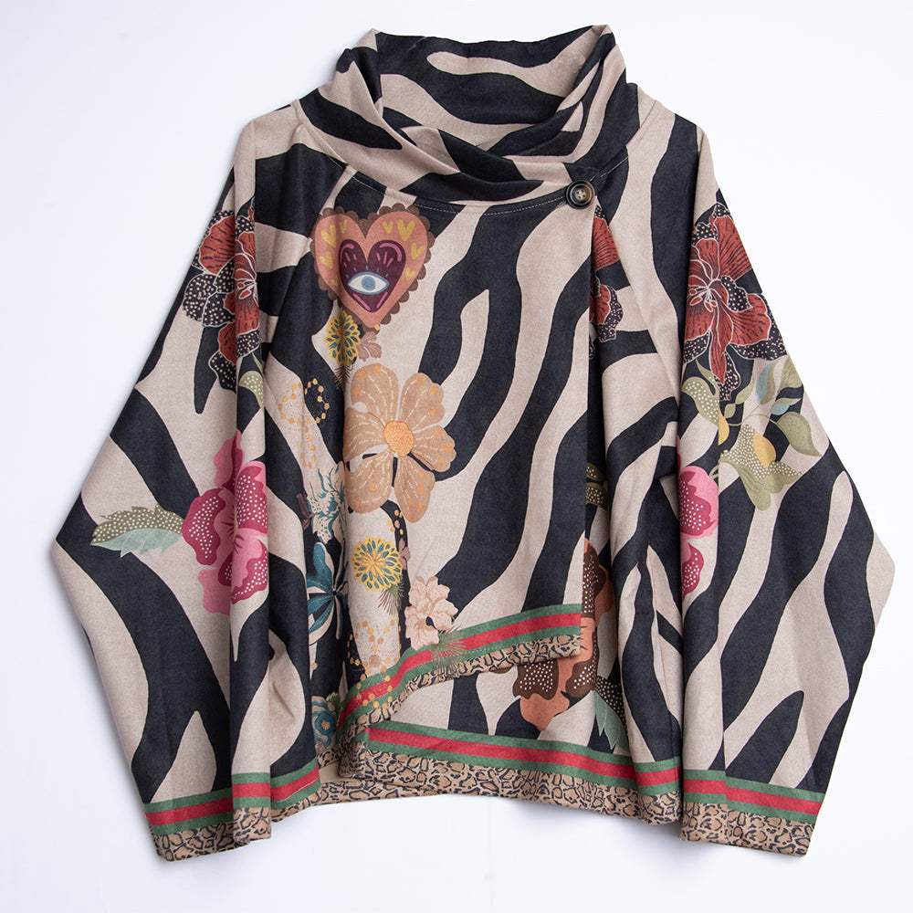 Chaqueta de antelina amplia tipo capa