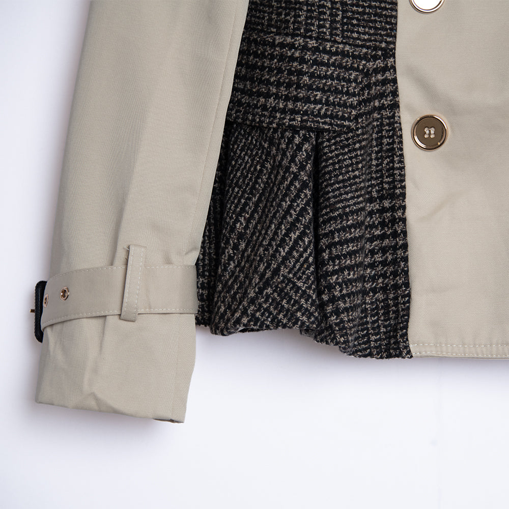 Chaqueta entallada gris y beige
