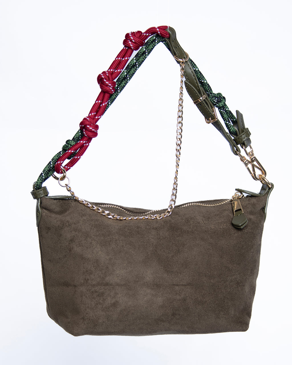 Bolso de hombro con asa combinada y cadena