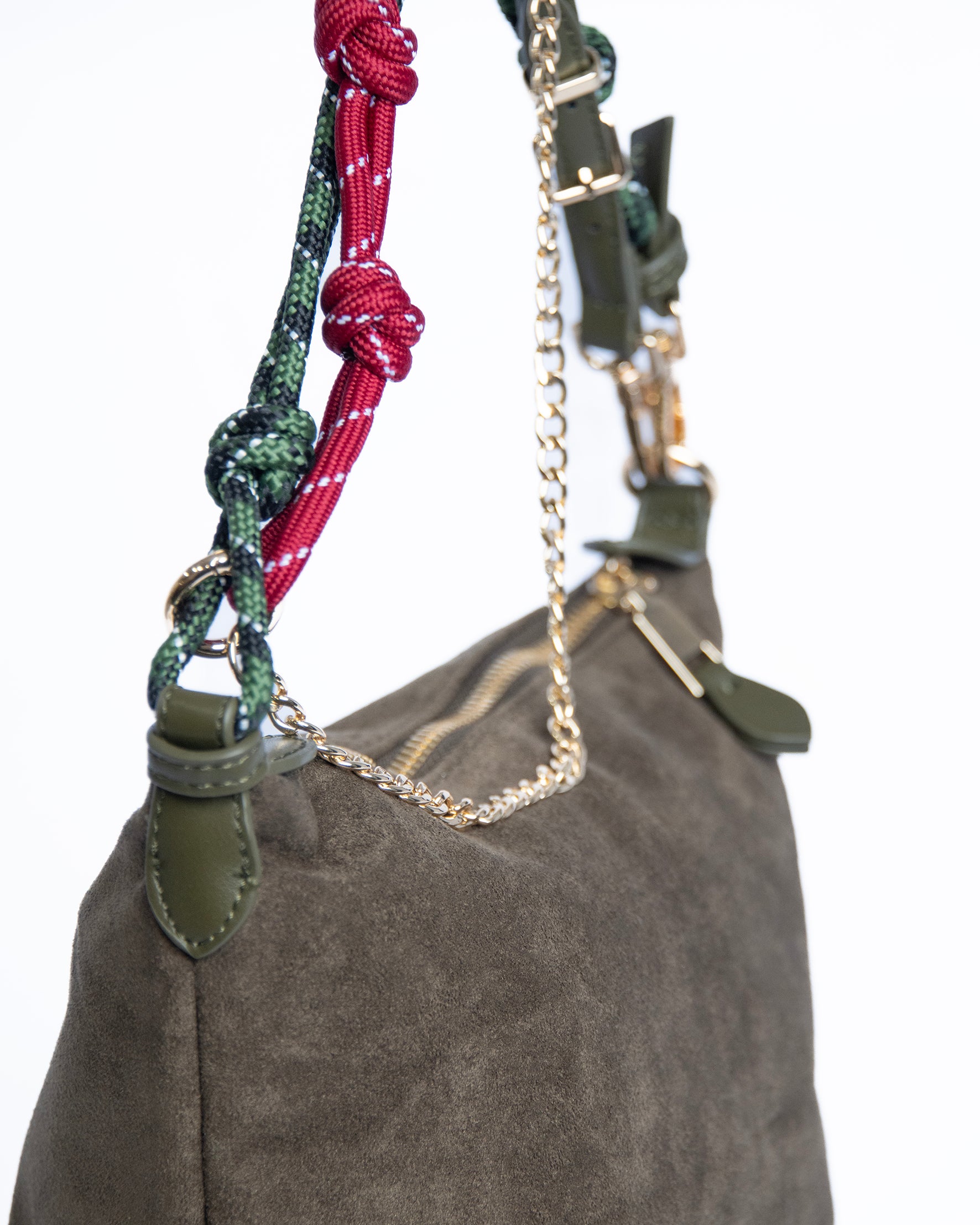 Bolso de hombro con asa combinada y cadena