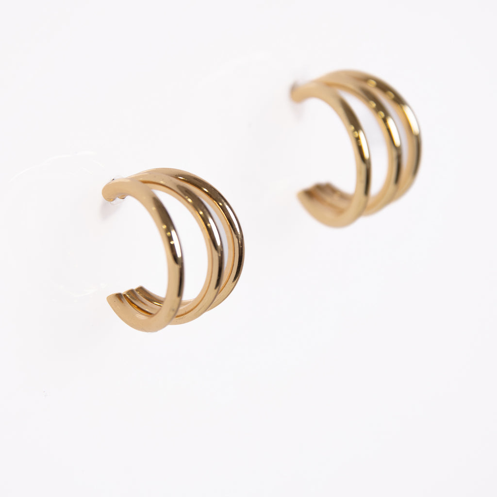 Pendientes aro triple dorados