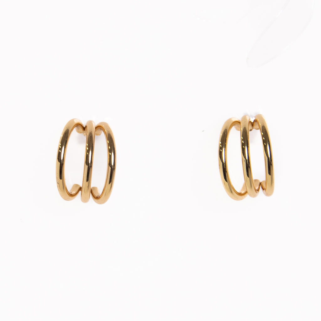 Pendientes aro triple dorados