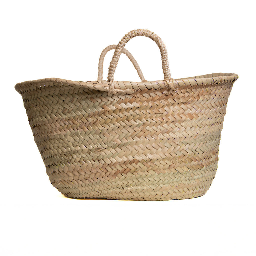 Cesta de palma natural tejida a mano
